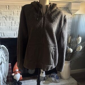 Brown Sherpa Hoodie with Front Pocket